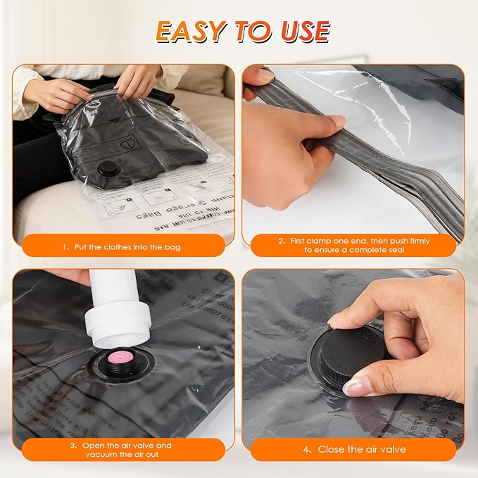 Fohil 9 Pack Vacuum Seal Bags with Electric Pump, Compression Packing Bag for Suitcase Luggage, Vacuum Seal Bag for Clothing Space Saver Bags for Clothes, Blanket, Duvets, Pillows