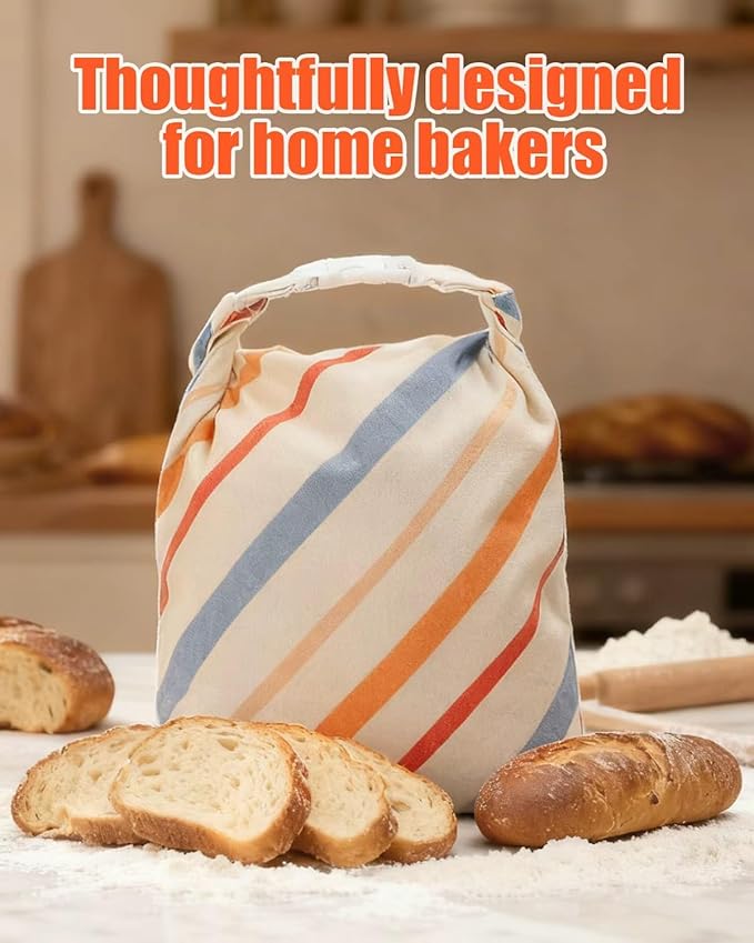 Reusable Bread Bags for Sourdough - Beeswax Cotton Bread Bags for Homemade Bread, Thicker Cloth Design for Freezing to Keep Bread Fresh, 2 Pack XL 17x13 Inch