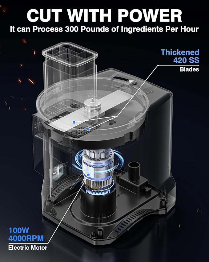 WantJoin 5-in-1 Electric Food Processor & Vegetable Chopper - Multifunctional Commercial Dicer with Stainless Steel Blades for Slicing (2.5mm), Dicing (8/12mm), Chopping (2.5mm), Shredding