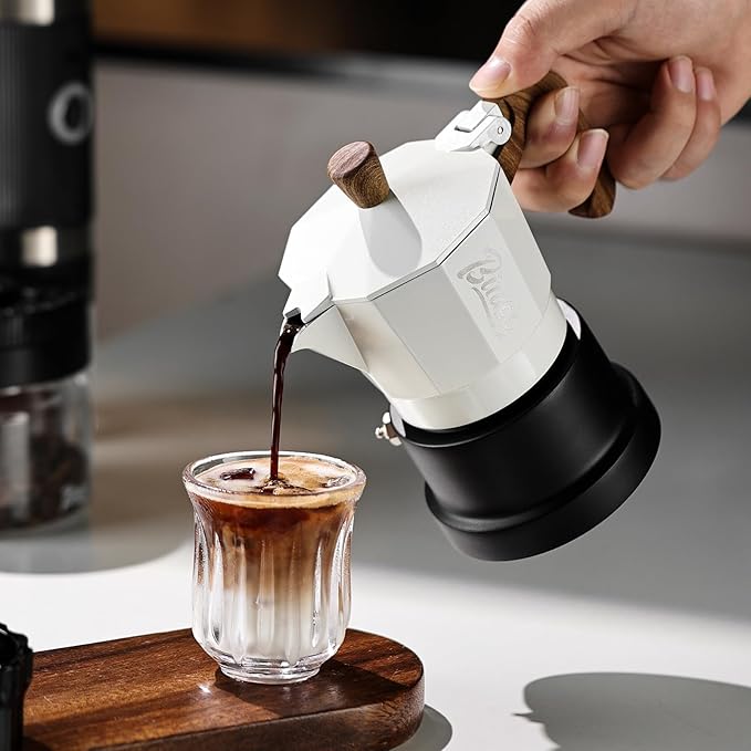Bincoo Three Valve Espresso Maker Stovetop,Camping Moka Pot 2 Cup/120ML,Stove Top Espresso Italian Coffee Maker