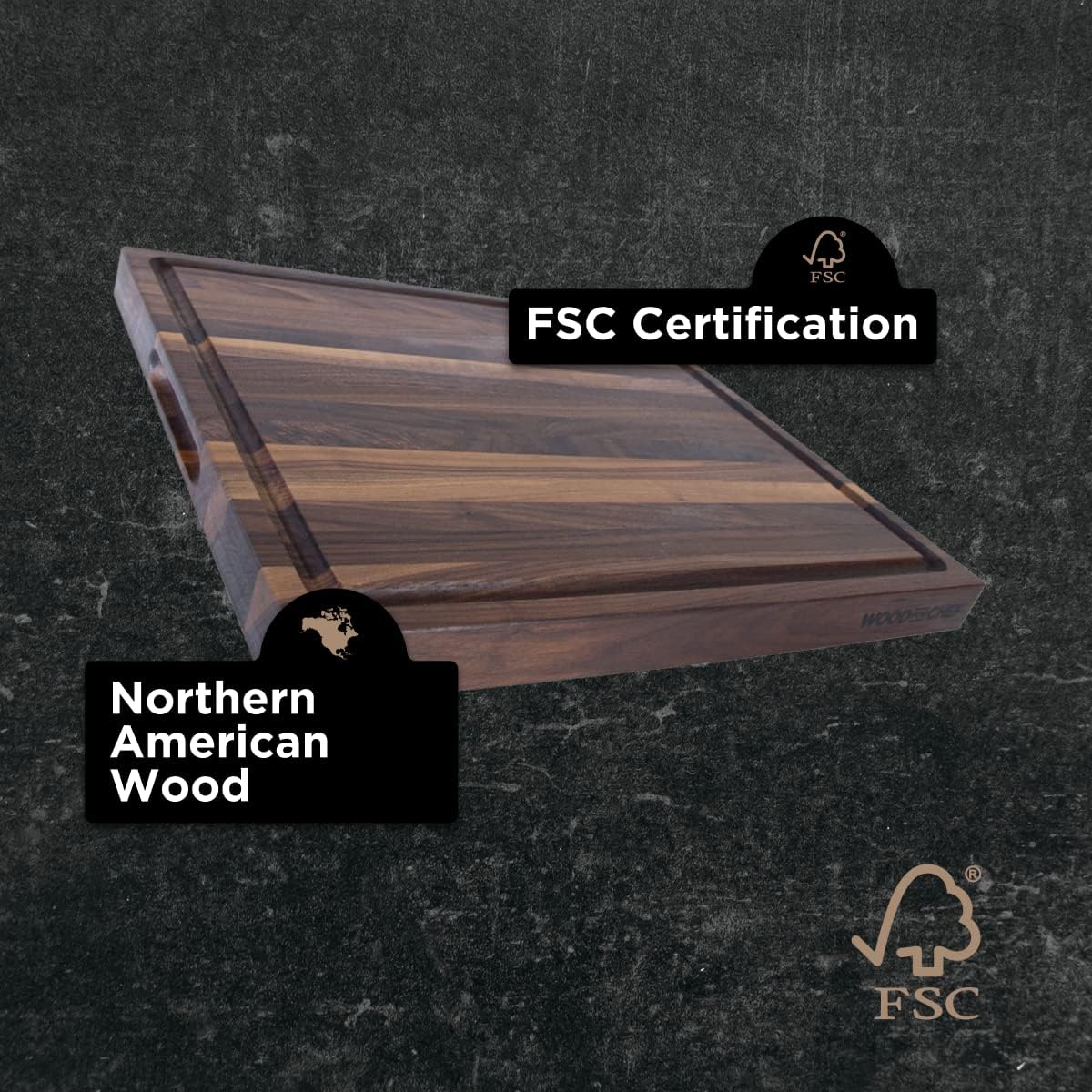 Large Cutting Board from American Walnut - A Butcher Block with Juice Groove for Easy Cutting of Meat and Juicy Veggies - Walnut Chopping Board - 20x16x1.5 inches