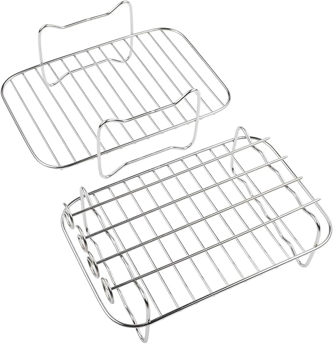 Air Fryer Rack 304 Stainless Steel Accessory for Dual Basket Models DZ201/40/550, Dishwasher Safe Grid Design for Crisp Cooking and Multi Food Use
