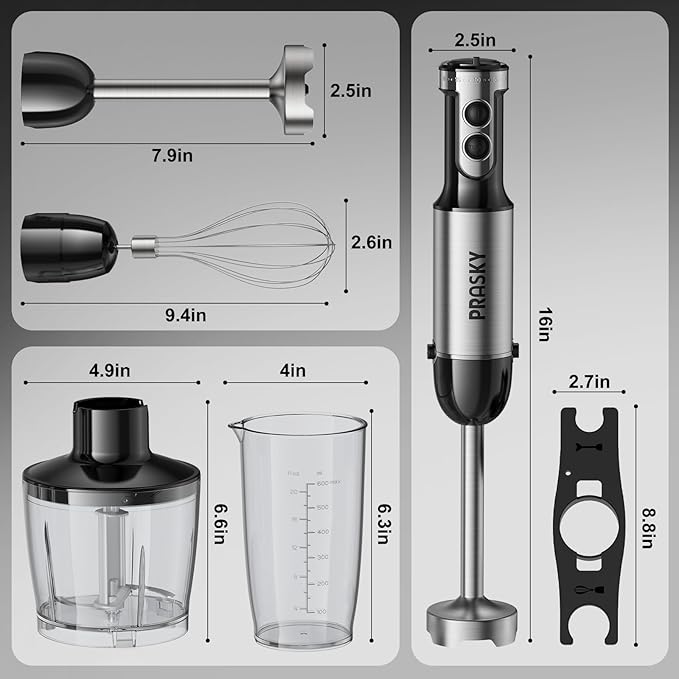 Immersion Blender Handheld 1200W, 20-speeds Immersion Hand Blenders, Hand Mixer with Mining Beaker,Chopper,Whisk, Frother, Stand and Stick Blender Suitable for Kitchen, Protein Shakes and Baby Food