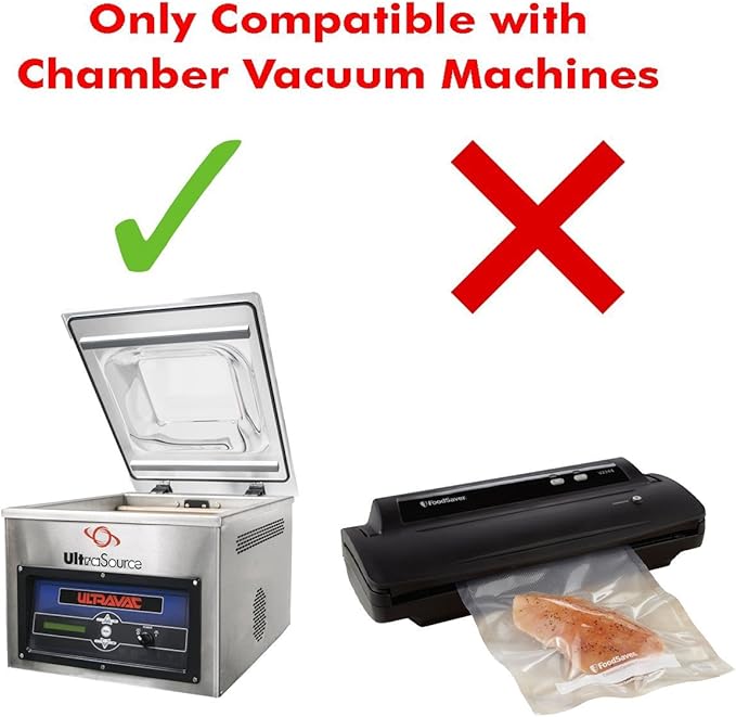 UltraSource - Chamber Machine Pouches 3 Mil Thickness, 12" x 18", Pack of 500 Vacuum Chamber Pouches, BPA-Free Pre-Cut Chamber Vacuum Sealer Bags with tear notch