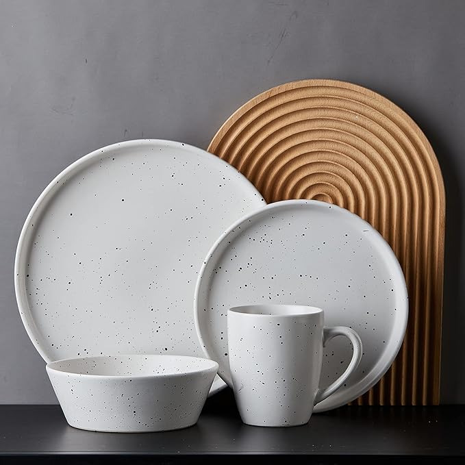 Stone lain Jade Stoneware Dinnerware Set, 32-Piece Service for 8, White