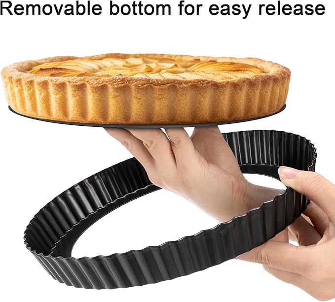 Tosnail 2 Pack 9 Inch Non-Stick Quiche Pan, Fruit Tart Pie Pan with Removable Loose Bottom