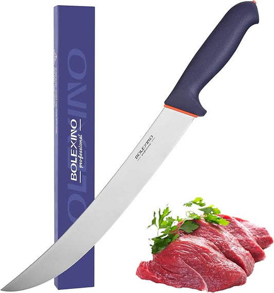 10.5 inch Curved Cimeter Knife W/Non-slip Softgrip, Butcher Knife For Meat Cutting, X50CrMoV15 Stainless Steel, Ideal for Hunting, Kitchen & Home Use
