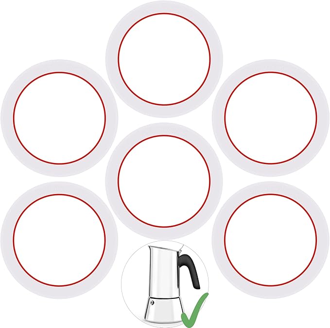 [UPGRADED] Sealing Gasket for Bialetti New Venus Induction 6 Cups (7.9Oz 235ML) Stovetop Espresso Maker - 6 PCS Silicone Seal Ring for Venus Kitty Musa Class Stainless Steel Stovetop Coffee Maker Pots