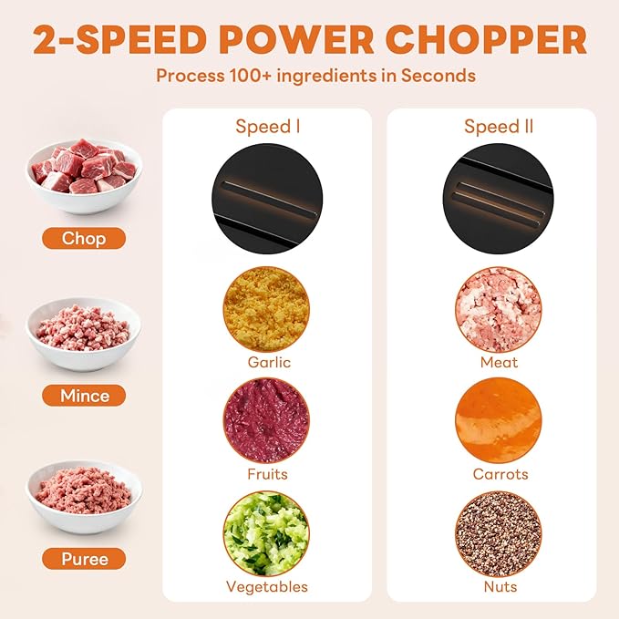 OLIXIS Electric Food Processor, 450W Meat Grinder & Vegetable Chopper with 2 Bowels for Home Use, Food Chopper with Double S-Blades for Vegetable, Onion, Garlic, Meat, Nuts, Black
