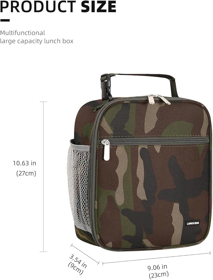 Lovoeo Lunch box Lunch bag for men women Insulated Lunchbox Lunch bags for Work Picnic Travel (Green camo)