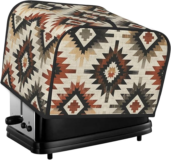 Southwestern Ethnic Aztec Covers for 4 Slice Toasters,Cute Country Bread Machine Cover with Handle,Washable Stain Resistant Kitchen Small Appliance Cover Dining Decor