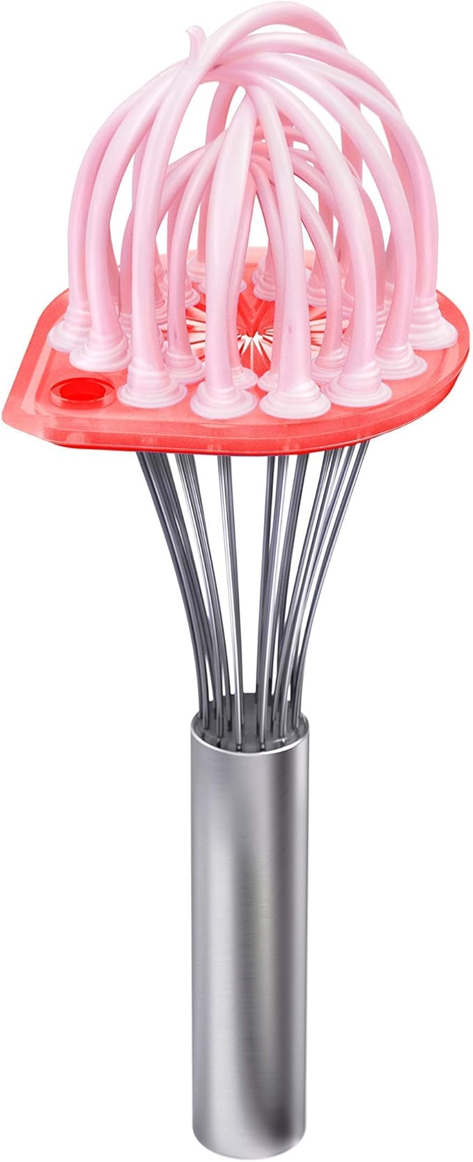 Whisk Wiper - Wipe a Whisk Easily - Multipurpose Kitchen Tool, Made In USA - Includes 11" Stainless-Steel Whisk - Cool Baking Gadget, A Great Gift For Men and Women (Color: Red)