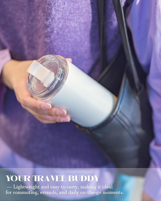 16 oz Insulated Coffee Tumblers, Travel Coffee Tumblers with Straw, Double-Wall Stainless Steel Tumbler, Leak Proof Tumbler, Reusable Cups with Lids for lced and Hot Drinks (Blue)
