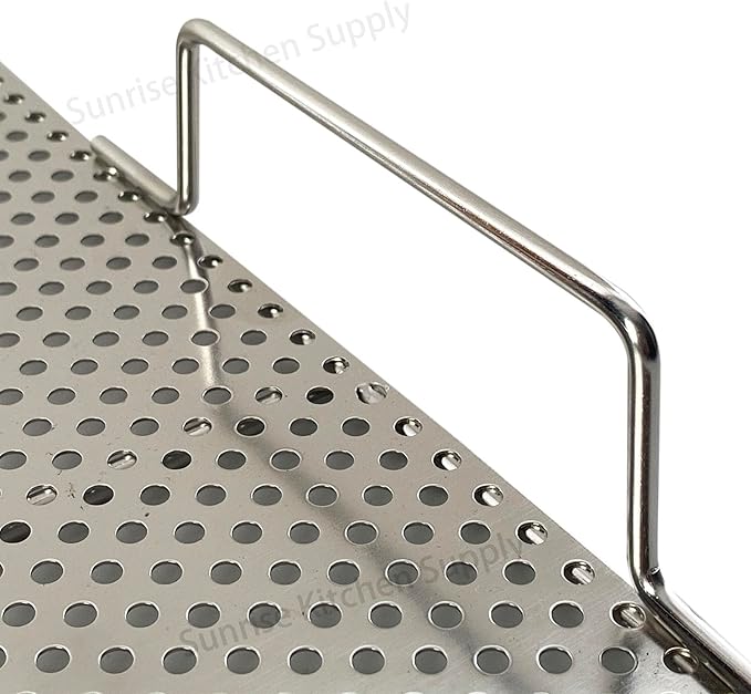 Sunrise Stainless Steel Fryer Screen with Handles (Solid Screen) (1, 17.5" x 17.5" x 2")