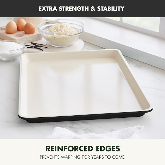 GreenPan Bakewell 13"x18" Baking Sheet Pan, Healthy Ceramic Nonstick Bakeware, PFAS-Free Durable Cookie Tray, Versatile Kitchen Essentials, Easy Clean Ovenware, Black