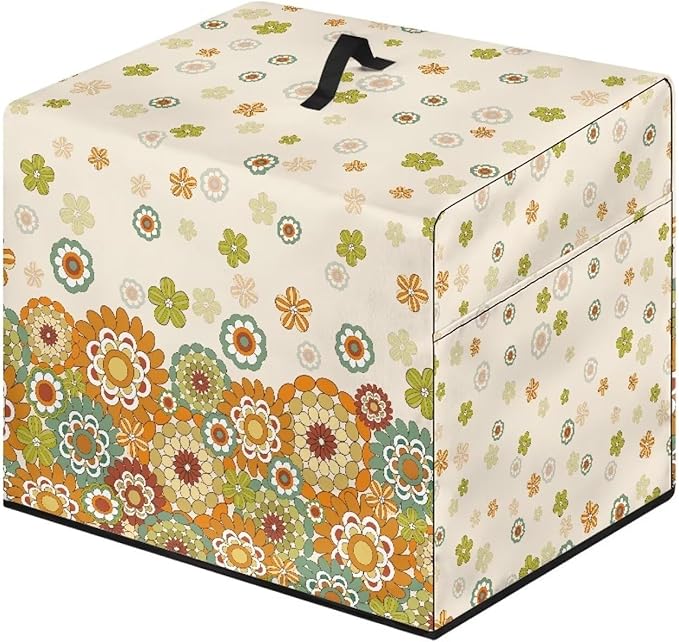 Colorful Hippie Flower Print Food Slicer Cover, Meat Slicer Cover, Waterproof Fabric, Easy to Clean With Organizer Side Pocket for Accessories, Such as Stainless Steel Blade, Brush,etc