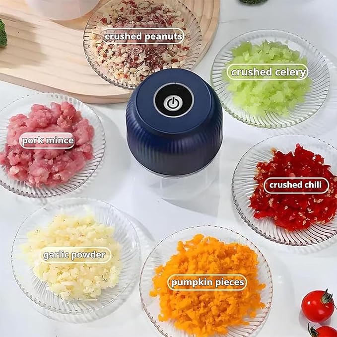 2026 Upgraded Electric Garlic Chopper, Mini Portable Veggie Cutter, USB Rechargeable, 350ML Portable Cordless Mini Food Processor for Nuts Chili Onion Minced Meat and Spices (Blue*1)