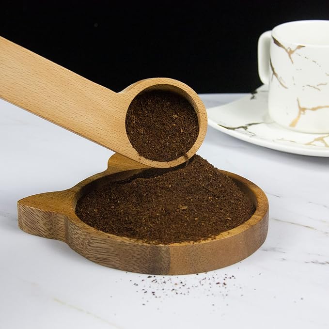 Wooden Coffee Scoop and Bag Clip, Tablespoon Wood Measuring Scoop with Bags Sealer, 2-In-1 Bags Sealer Measuring Spoon for Beans, Espresso Coffee, Tea (12)