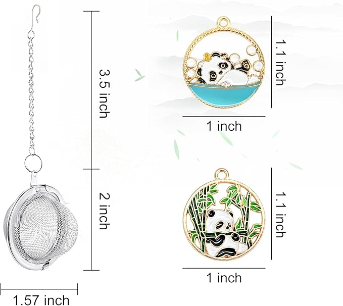 2Pcs Stainless Steel Mesh Tea Infuser, 2.1 inch Tea Ball with Panda Pendant,Tea Strainer Tea Diffuser Tea Steeper for Filtering Tea,Tea Infusers for Loose Tea (Panda, 2PC)