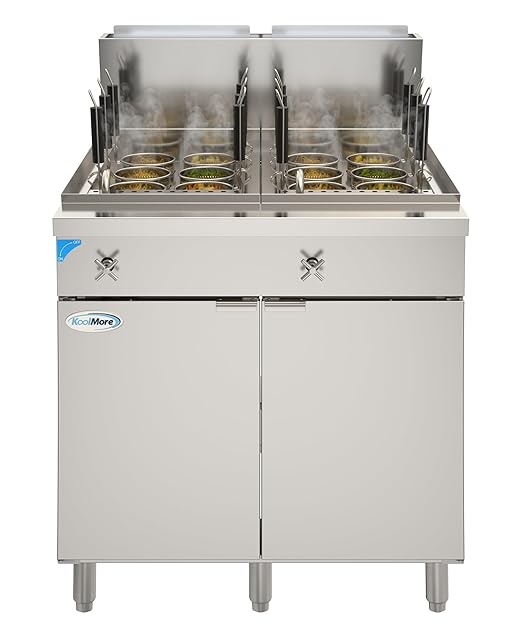 KoolMore 12-Basket 22 Gallon Commercial Natural Gas Pasta Cooker with 140,000 BTU, ETL Listed in Stainless-Steel (KM-PC12-NG)