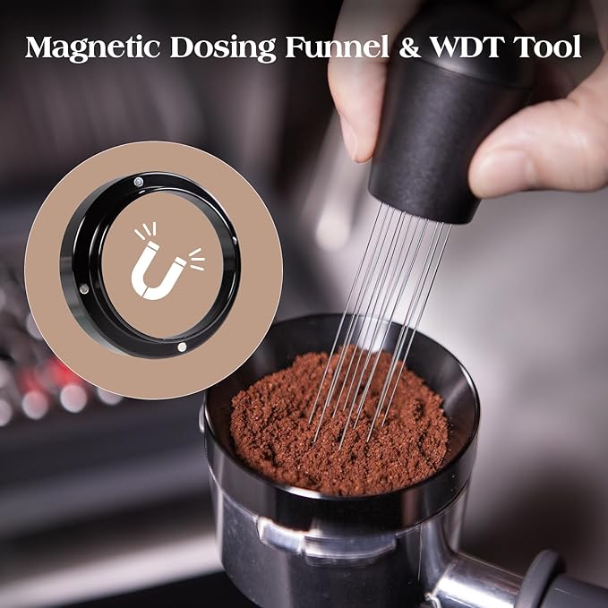 7 PCS Espresso Accessories Kit: 53.3mm Espresso Tamper, Coffee Distributor, Puck Screen, Dosing Funnel and WDT Tool, Espresso Tools Set Fits Breville 54mm Espresso Machines and Portafilters