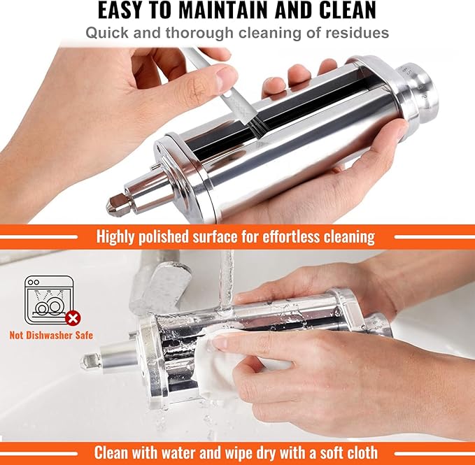 VEVOR Patsa Roller Attchemnt for KitchenAid Stand Mixer, Stainless Steel Pasta Maker Attachment, Pasta Maker Machine Accessory with 8 Adjustable Thickness Knob, KitchenAid Pasta Attachment by VEVOR