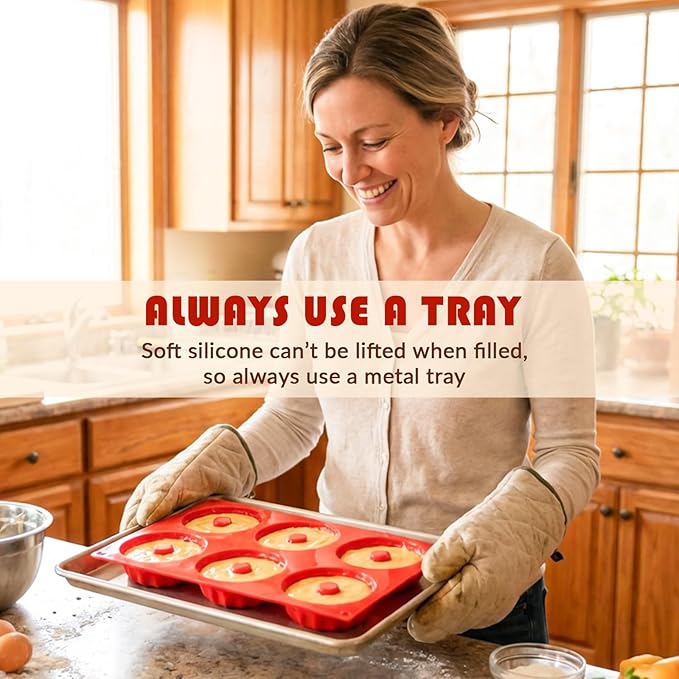 HKMTT Small Silicone Bundt Pan, Mini Fluted Tube Rum Cake Baking Molds, 6 Cavities 2 Pack BPA Free Oven Safe Food Grade Non Stick Moulds
