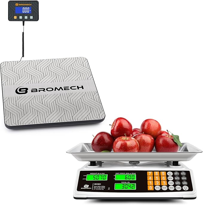 Price Computing Food Scale & 440lb Heavy Duty Shipping Scale Combo | Commercial & Postal Weighing Solution for Small Business, Farms, E-Commerce