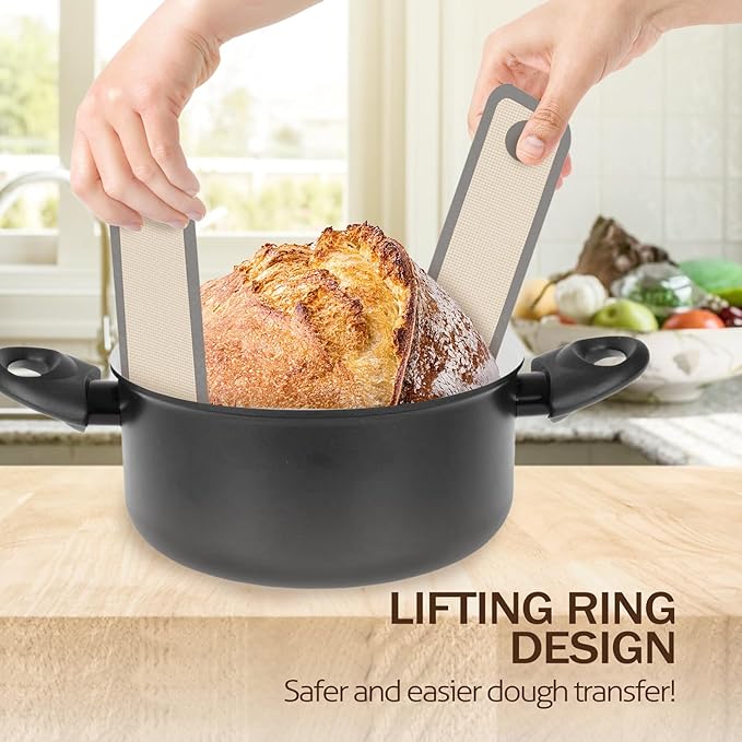 Silicone Bread Sling Oval and Round, 2 PCS Nonstick＆Reusable Bread Baking Mats, Easy-To-Clean Dutch Oven Liners, Sourdough Bread Baking Supplies (2Pack Round, Gray)