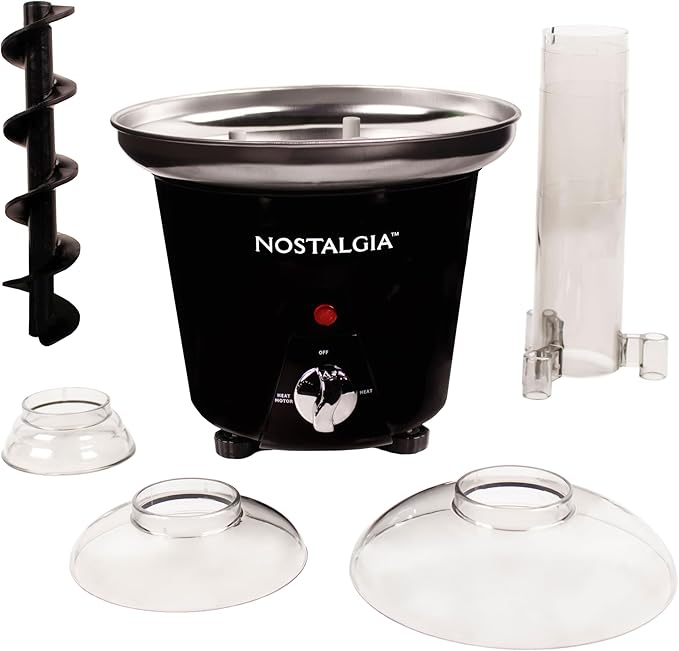 Nostalgia 3 Tier Electric Chocolate Fondue Fountain Machine for Parties - Melts Cheese, Queso, Candy, and Liqueur - Dip Strawberries, Apple Wedges, Vegetables, and More - 24-Ounce - Black, Small