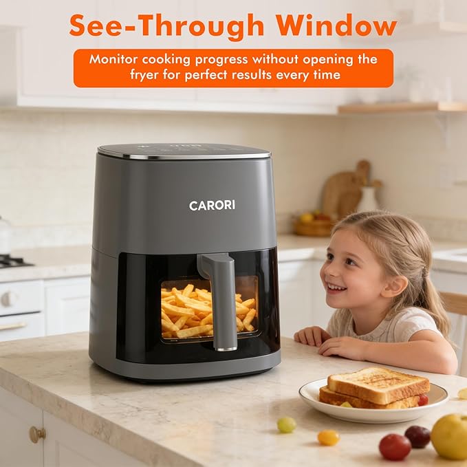 6Qt Air Fryer with Viewing Window, 12 Preset, Large Capacity, 400℉ Max Crisp, 1700W Quick Even Easy Meals, Nonstick Dishwasher Safe Basket, Bake Roast Dehydrate Reheat