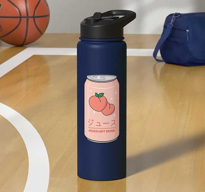 Kawaii Soft Drink Aesthetics Japanese Peach Juice Stainless Steel Insulated Water Bottle