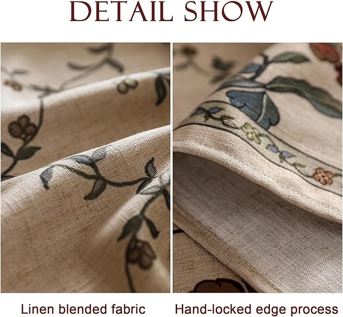 patdrea Designer Linen French Tablecloth for Rectangle Table,Fall Country Breathable Floral Extra Long Tablecloths,Table Cover for Kitchen Dining,Christmas,Thanksgiving,63"x110"-Oliveirad