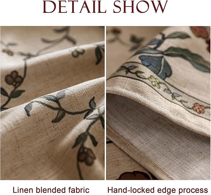 patdrea Designer Linen French Long Tablecloth for Rectangle Table,Fall Country Breathable Floral Tablecloths,Table Cover for Kitchen Dining,Tea Party,Christmas,Thanksgiving,63"x102"-Oliveirad