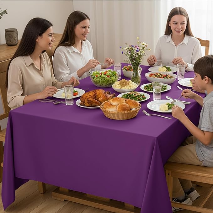 10-Pack Purple Tablecloths for Rectangle Tables, 70 x 108 Inches, Stain-Resistant Polyester Fabric for 6 Foot Tables - Washable Table Covers for Weddings, Banquets, Birthday Parties, Events