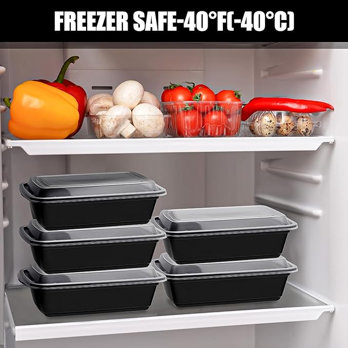 50 PACK, 24 oz. Meal Prep Containers, Extra Large & Thick Food Storage Containers with Lids - BPA Free Stackable Microwavable & Dishwasher Safe, Travel, To Go, Bento Box