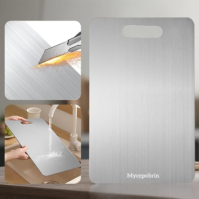Katuchef Titanium Cutting Board, Siraat 100% Pure Apex Titanium Cutting Boards for Kitchen, Double Sided Non Toxic Celuxer Board for Cutting Meat Vegetable Fruit,Easy to clean(S+L+XXL）