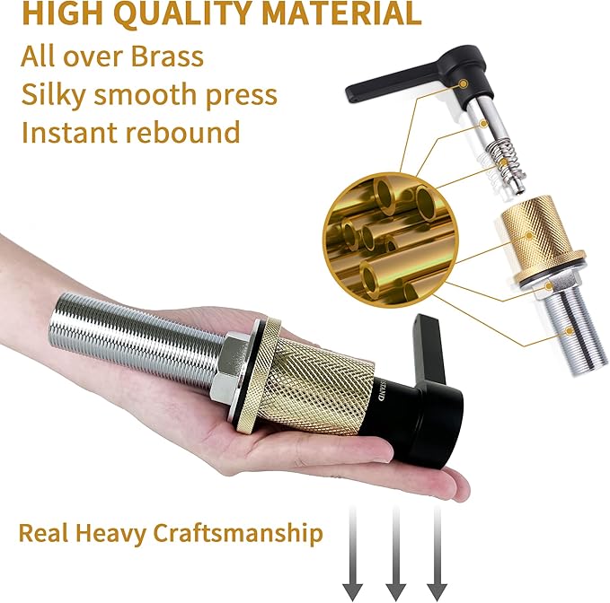 SD-80 All Brass Sink Soap Dispenser for Kitchen Sink Copper Pump Built in Dish Soap Dispenser with 17.6 oz(520ml) Bottle and 59"(1.5m) Extension Tube Kit (Matte Black)