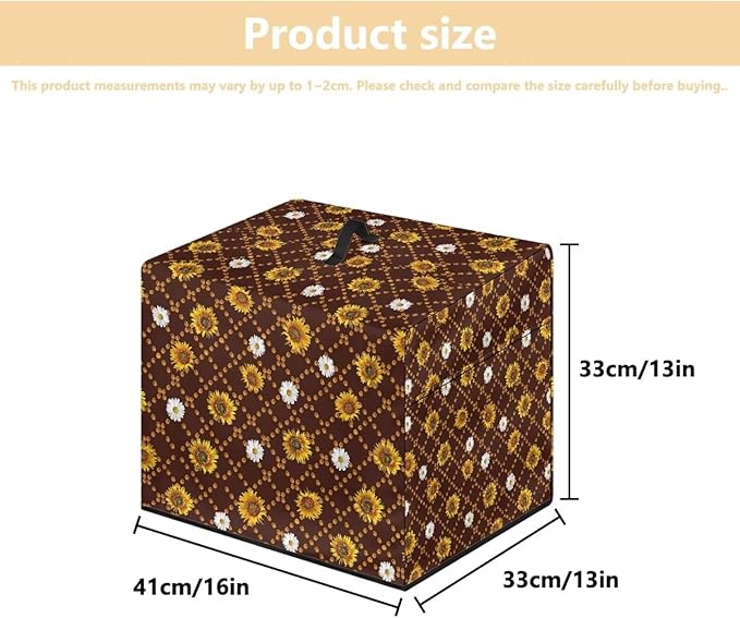 Meat Slicer Cover, Fit for Elite for Standard Meat Slicer, Dust-proof Meat Slicer Machine for Home Compatible with Food Slicer Commercial -16 L x 13 W x 13 H, Sunflower White Daisy Print