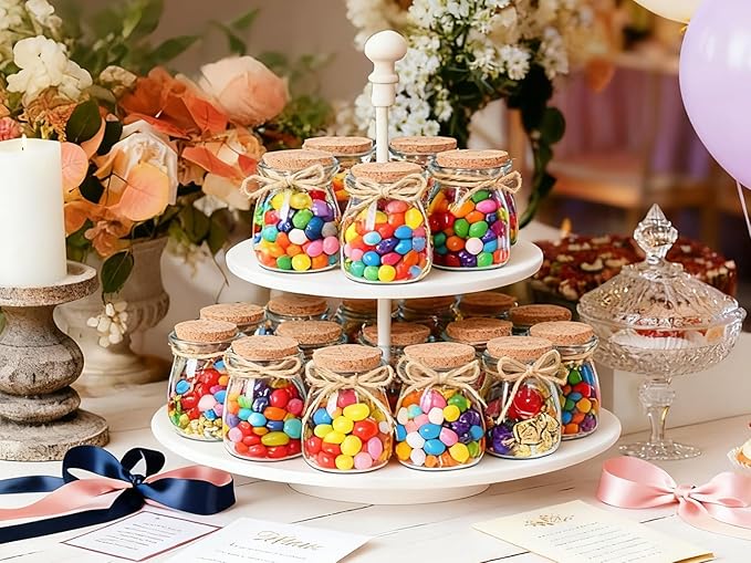 AIXIANG 30 Set 3.5 oz Glass Jars with Cork Lid & Airtight Seal - Rustic Wedding Favors, Baby Shower Gifts, Candy & Spice Storage - Includes Twine, Labels (Multi-Purpose, Eco-Friendly)