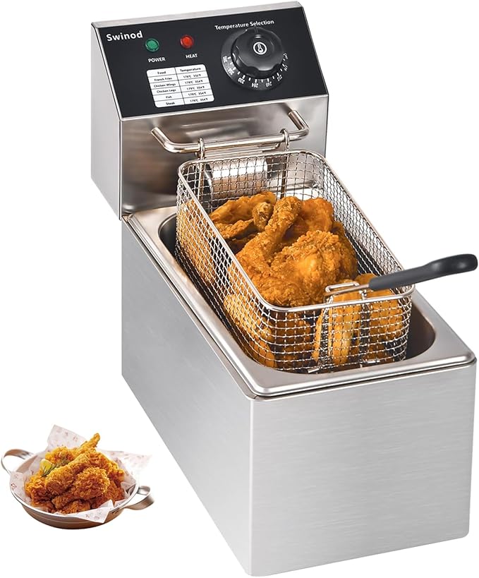 Electric Deep Fryer with Basket for Home Use, Countertop Deep Fryer 1700w Powerful Performance 4.2Qt Capacity Stainless Steel Oil Fryer