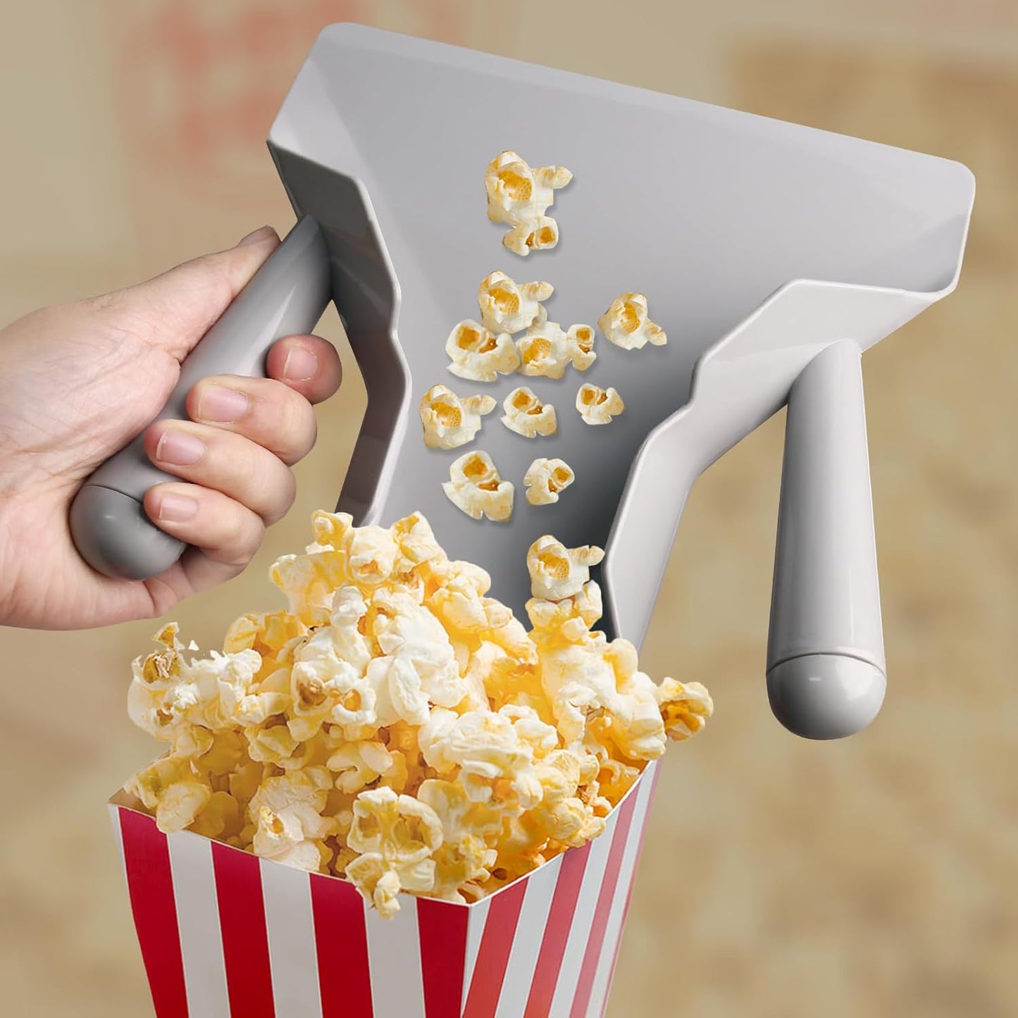 Polycarbonate French Fry Popcorn Scoop, Quick Fill Tool for Food Bags & Boxes, Multipurpose Utility Scooper for Bagger French Fries, Snacks, Desserts, Ice, Dry Goods(Dual Handle)