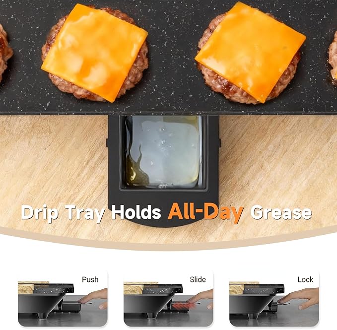 CookSimple Everyday 20x12 Inch Electric Griddle with 1700W Fast Even Heating&ILAG Granite Nonstick Surface – Large Flat Griddle Perfect for Family Meals, Pancakes–Easy to Clean, Granite Black
