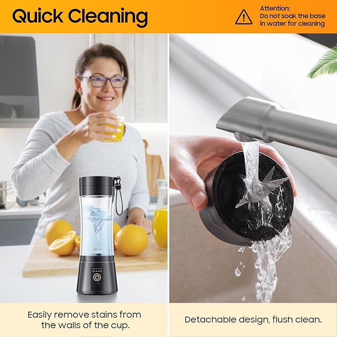 Cordless Personal Size Portable Blender - 380Ml Blender Smoothies and Shakes, BPA Free Traveling Juice Cup with Powerful Blending, Freshly Squeezed in Sports/Travel/Home