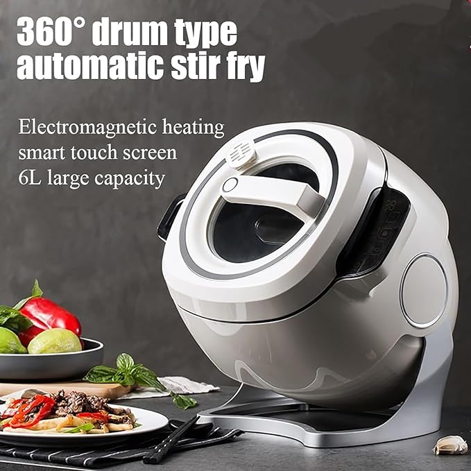 Automatic Cooking Machine, 6L Auto Cooking Wok Fried Rice Machine,One-Click Smart Start, 360 ° Automatic Rotation, for Stir Frying,Stewing,Cooking,110V1000W