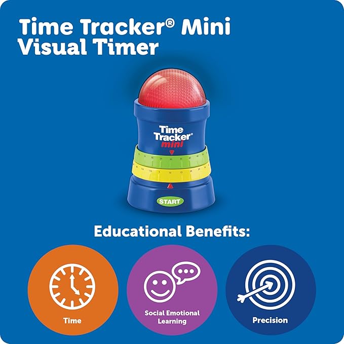 Learning Resources Time Tracker Mini Visual Timer, Classroom Timer, Hand Washing Timer, Auditory and Visual Cue, Ages 3+