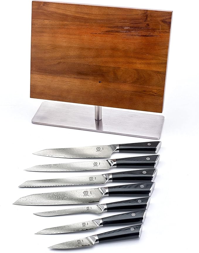 Mercer Culinary Premium Grade Super Steel 8-Piece Knife Set with Magnetic Stand, G10 Handles