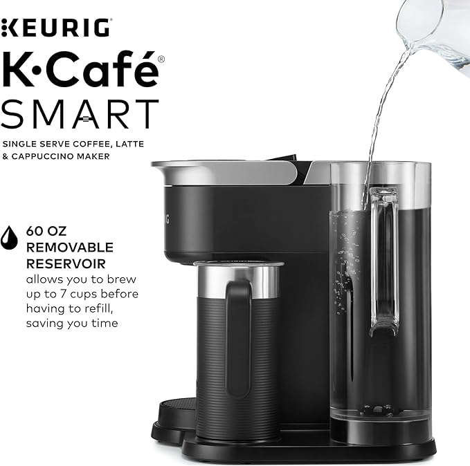 Keurig K-Café SMART Single Serve Coffee Maker with WiFi Compatibility, Latte and Cappuccino Machine with Built-In Frother, 6 Brew Sizes, Black
