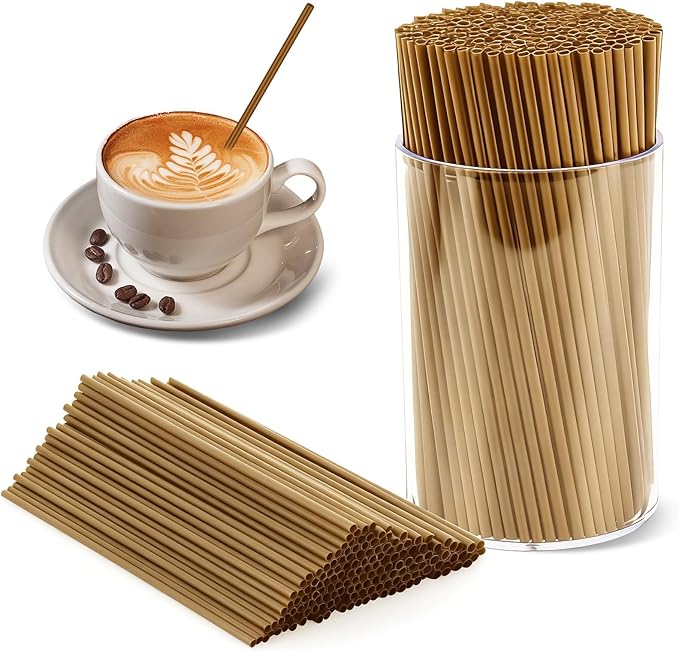 600 Pcs Golden Coffee Stirrers Stir Sticks Set - Acrylic Stir Stick Holder Cocktail Straws Bar Straws Drink Stirrers for Coffee Juice Whiskey Home Kitchen Party Supplies