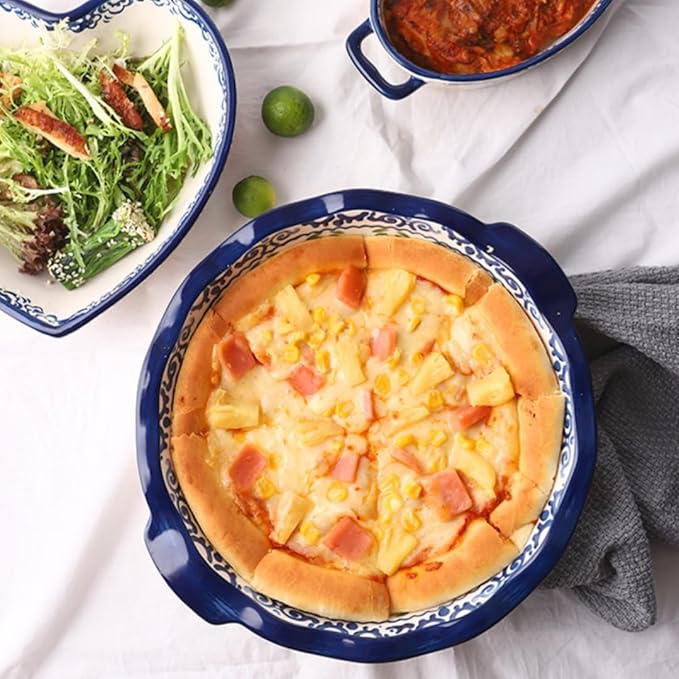 Pie Pans, 11 Inches Ceramic Quiche Pans, Round Pie Tins for Pie, Pizza, Cake, Dinner, Banquet,Oven Safe